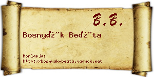 Bosnyák Beáta névjegykártya